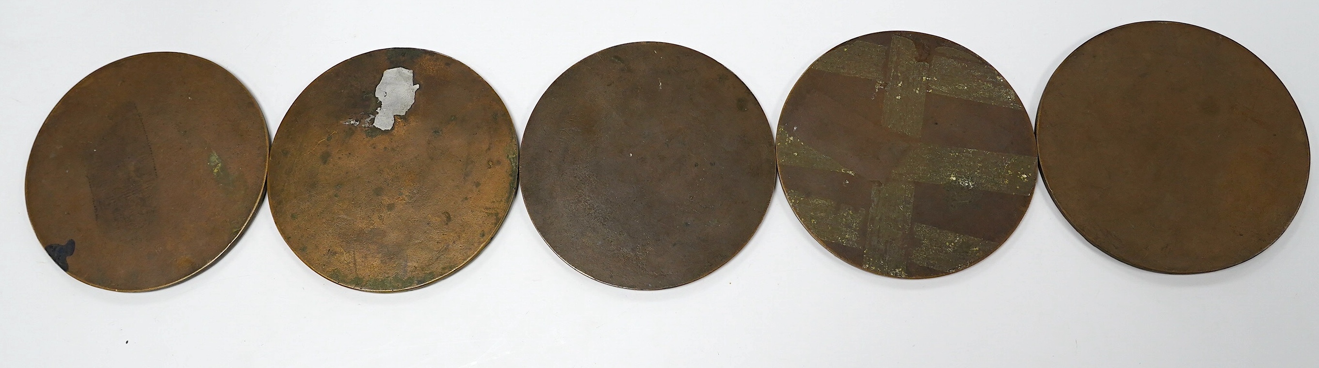 Five First World War Next of Kin Memorial plaques. Condition - fair to good